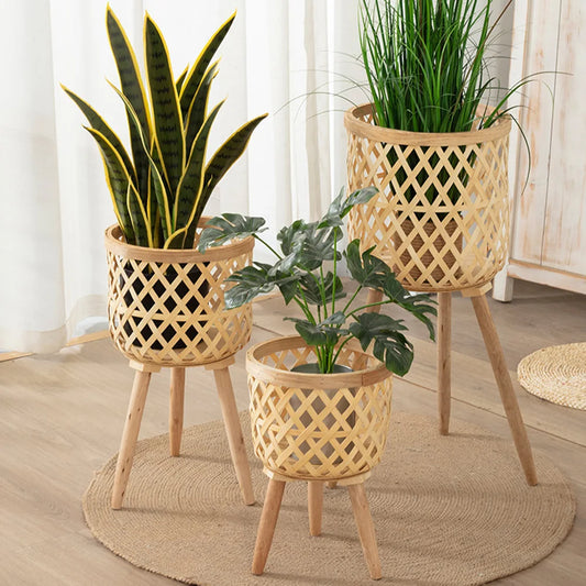 Handmade Bamboo Woven Flower Pot